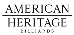 American heritage logo. Handcrafted pool tables and shuffleboards