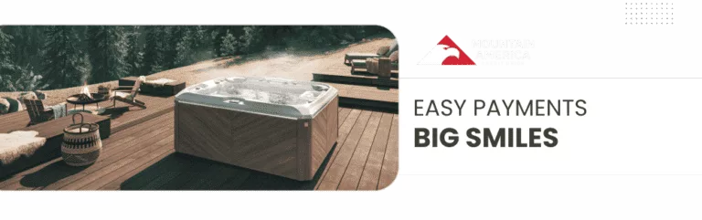 Financing - Take A Break Spas And Billiards Hot Tub With Mountain America Credit Union Logo, Showcasing Flexible Financing Options. Affordable Financing Available To Make Your Hot Tub Purchase Easy And Stress-Free.