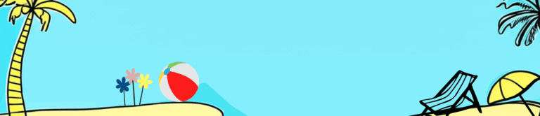 Clip Art-Style Beach Scene With Palm Trees, Chairs, Beach Balls, And Sandals On A Blue Background, Used As A Hero Image For A Blog Titled &Quot;The Definitive List Of Hot Tub Tips From Real Spa Experts&Quot; Featuring Hot Tub Tips Trusted By Professionals And Seasoned Spa Owners.