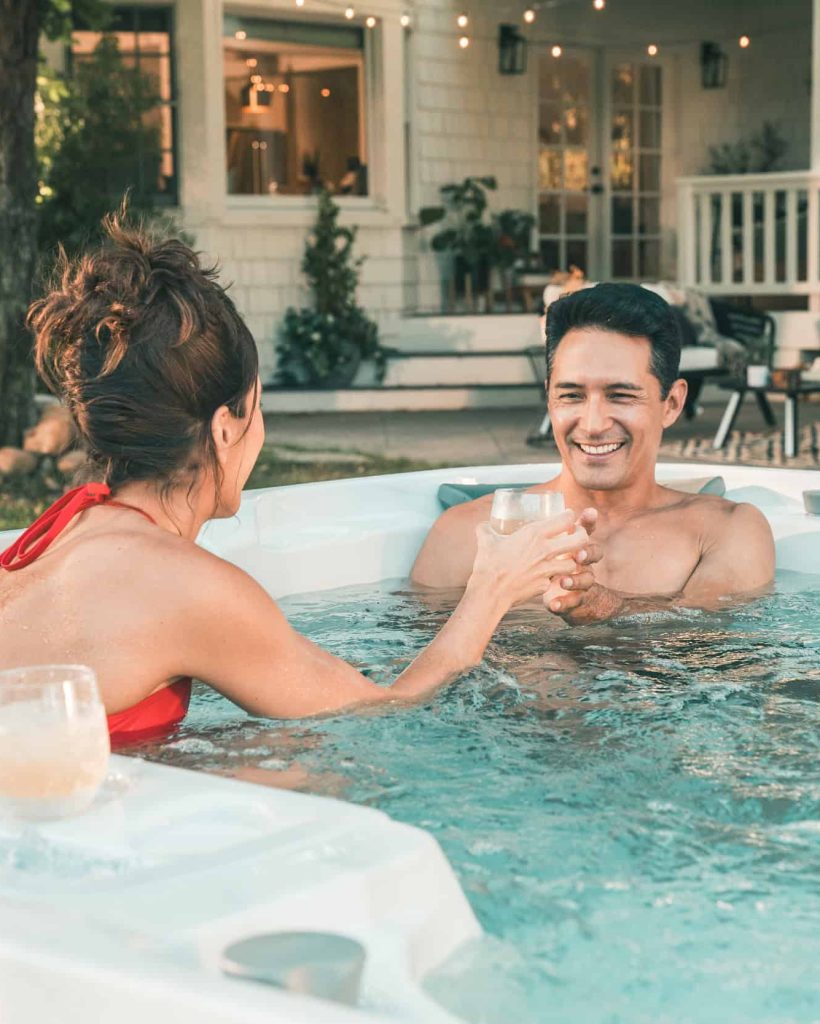 880 Searies Spa Couple In Hot Tub Enjoying Moments