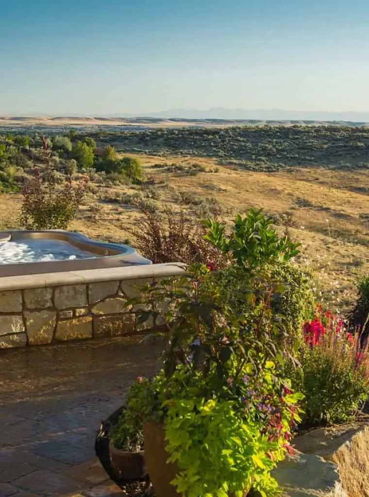 jacuzzi hot tub overlooking the desert on patio