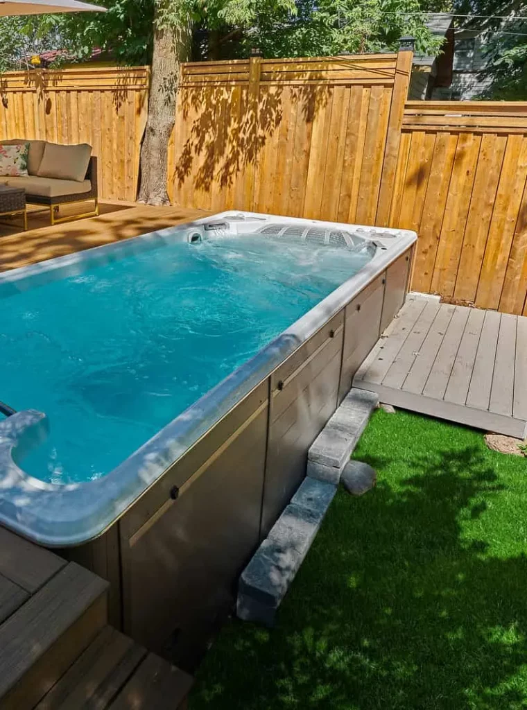 19ft hydropool swim spa in yard